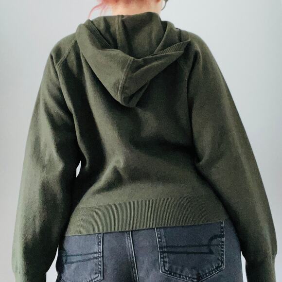 Sandro Paris Olive Green Soft Designer Hoodie Pullover Sweatshirt Size L - Picture 2 of 13